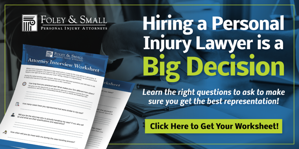 Hiring a personal injury lawyer is a big decision. Learn the right questions to ask to make sure you get the best representation! Click here to get your worksheet!